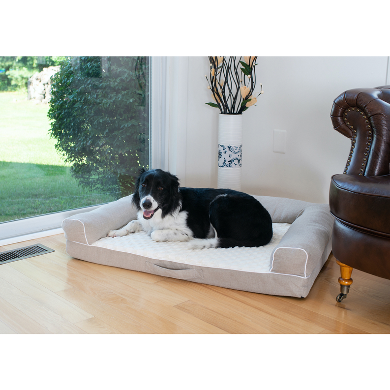 Medium Bolstered Pet Bed Cushion W Memory Foam