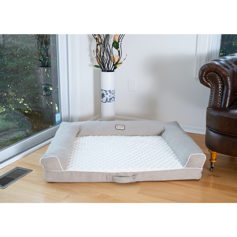 Medium Bolstered Pet Bed Cushion W Memory Foam