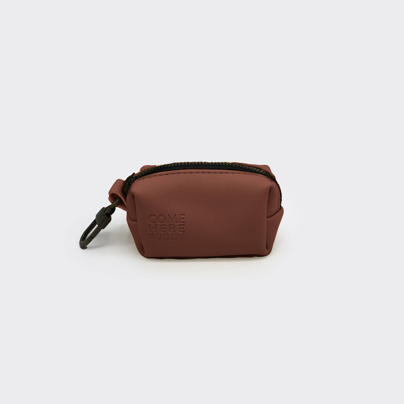 Brown Leather Poop Bag Dispenser