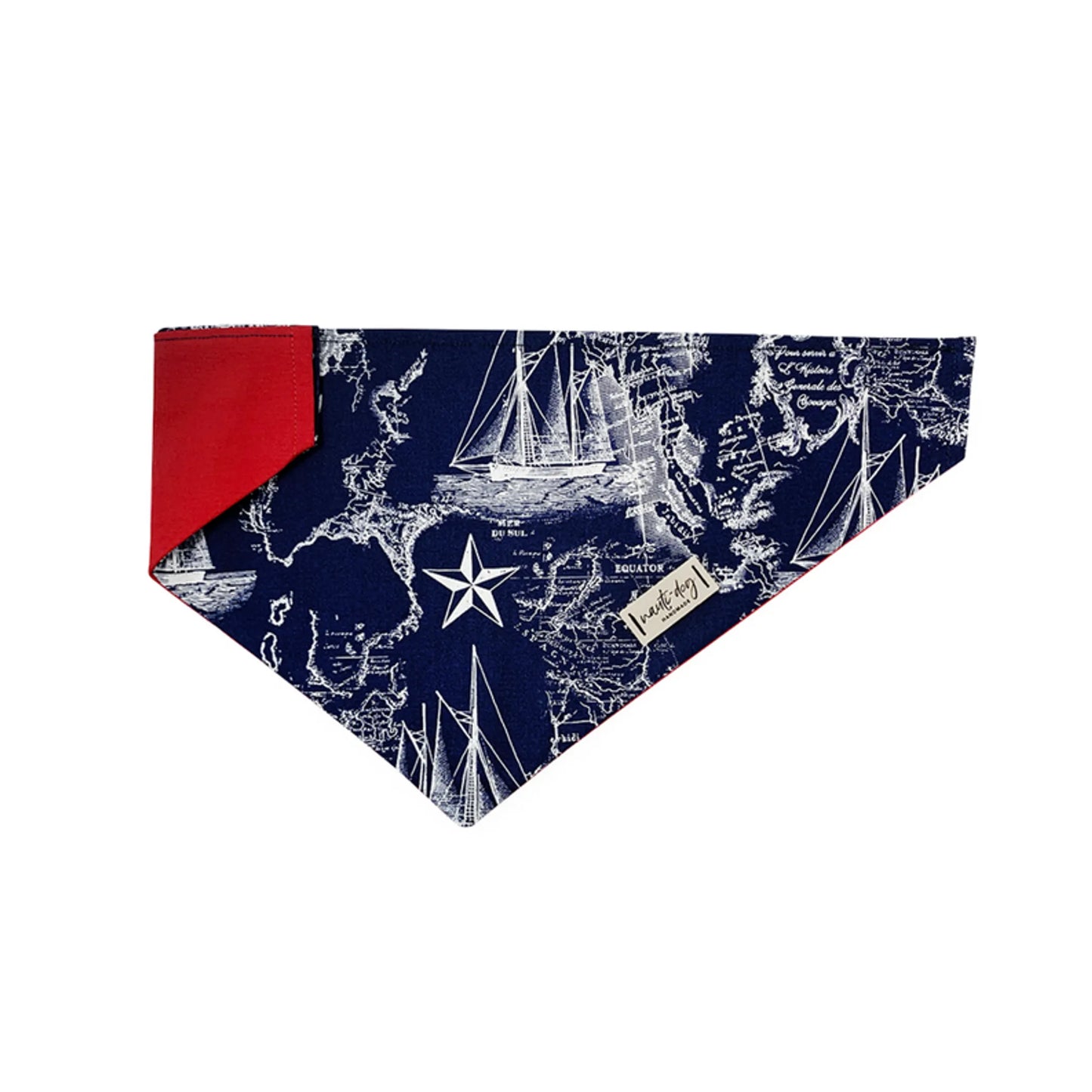 Carta Marina Navy Vintage Nautical Toile Over-the-collar Dog Bandana