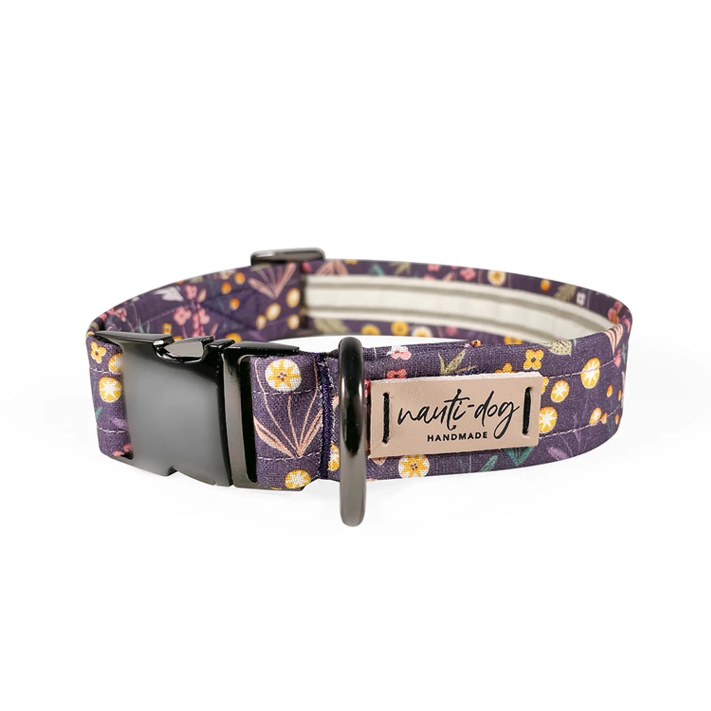 Meadow Plum Floral Buckle & Martingale Dog Collar