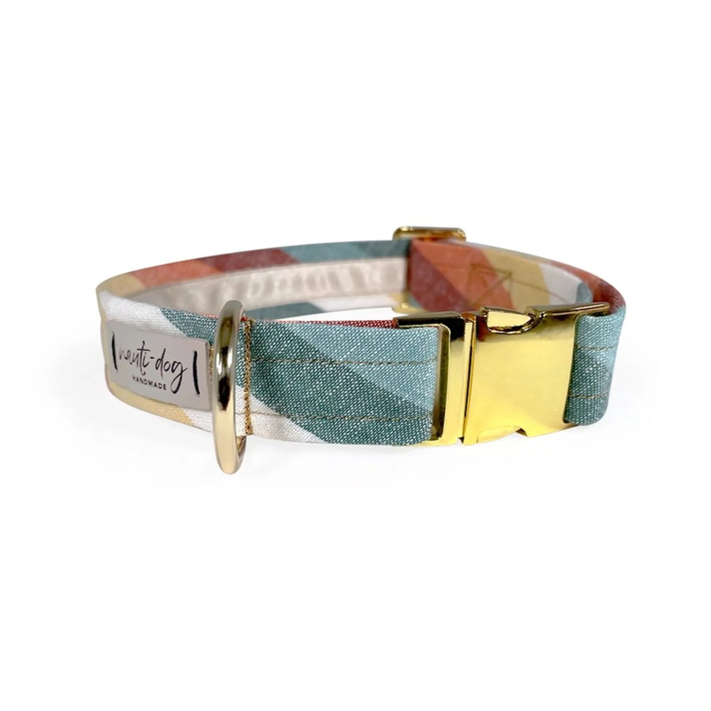 Sunset Retro-mod Stripe Linen Buckle & Martingale Dog Collar - Pack Of: 1