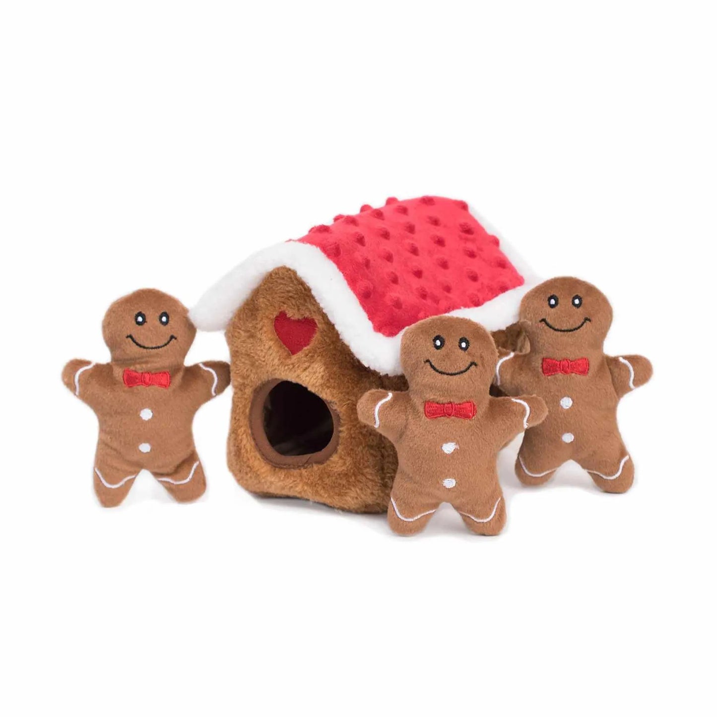 ZippyPaws Holiday Zippy Burrow Gingerbread House Plush Dog Toy