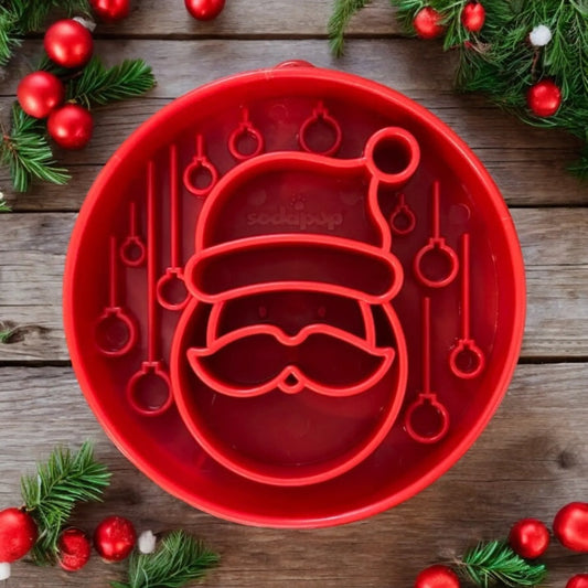 Santa Christmas eBowl Deep Slow Feeder Dog Bowl for Enrichment