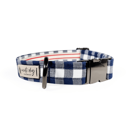 Buffalo Navy Check Plaid Oxford Buckle & Martingale Dog Collar - Pack Of: 1 - My Best Pet Life, LLC