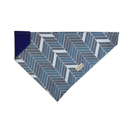 Cabana Mod Geometric Teal & Navy Over-the-collar Bandana - My Best Pet Life, LLC