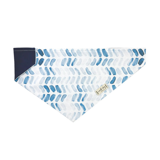 Raindrop Spring Watercolor Blue Herringbone Over-the-collar Dog Bandana - My Best Pet Life, LLC