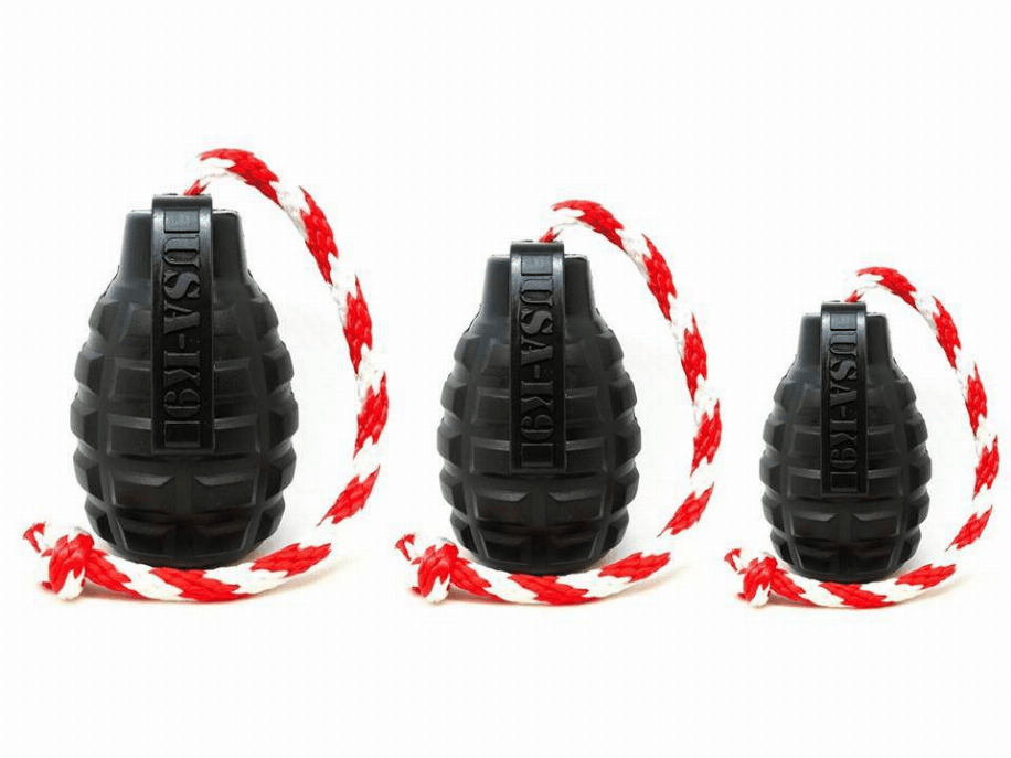 USA-K9 Grenade Durable Rubber Chew Toy, Treat Dispenser, Reward Toy, Tug Toy, and Retrieving Toy - My Best Pet Life, LLC