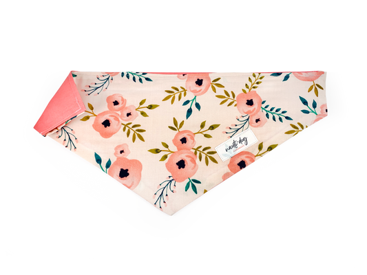 Charleston Blush Floral Tea Rose Over-the-collar Dog Bandana