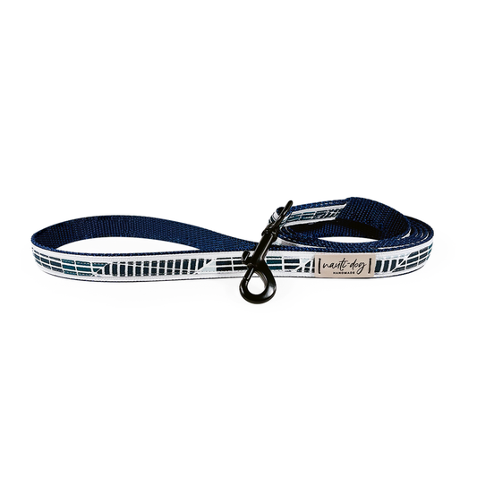 Cabana Mod Geometric Teal & Navy Ribbon Dog Leash