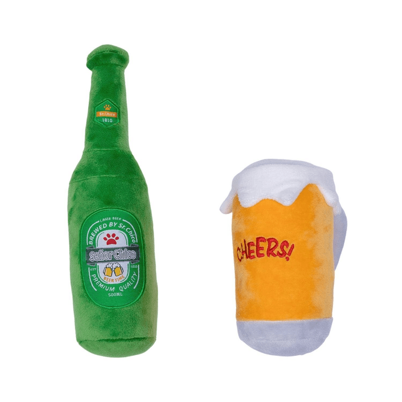 Beer-Cheers Crinkle and Squeaky Plush Dog Toy Combo Gift Set - My Best Pet Life, LLC