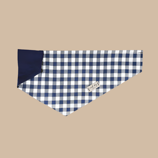 Buffalo Navy Check Oxford Plaid Over-the-collar Bandana - My Best Pet Life, LLC