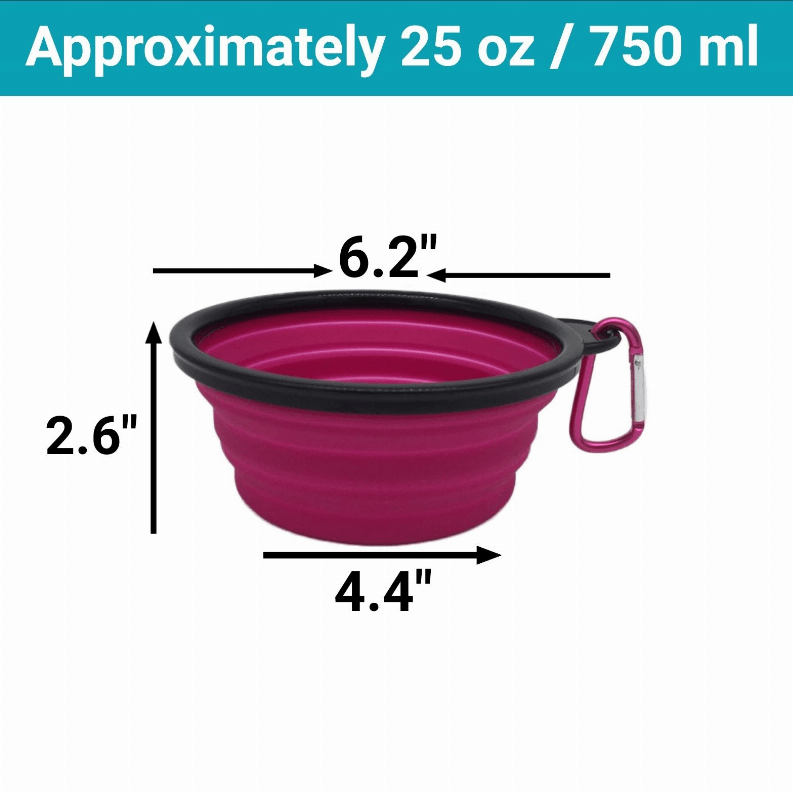 Collapsible Silicone Bowls with Color Matched Carabiner Clips - My Best Pet Life, LLC
