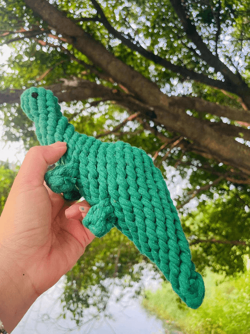 Handmade Sustainable Green Dinosaur Rope Toys - My Best Pet Life, LLC
