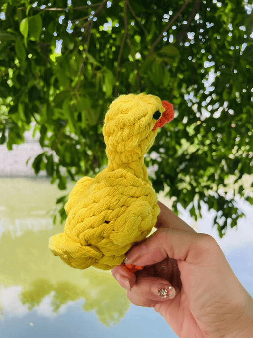 Handmade Sustainable Yellow Duck Rope Toys - My Best Pet Life, LLC