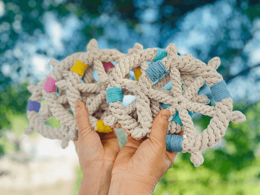 Handmade White Braided Rope Toy Ship Wheel, Sustainable Toy - My Best Pet Life, LLC