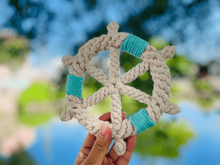 Handmade White Braided Rope Toy Ship Wheel, Sustainable Toy - My Best Pet Life, LLC
