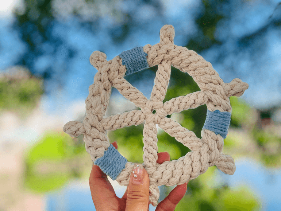 Handmade White Braided Rope Toy Ship Wheel, Sustainable Toy - My Best Pet Life, LLC