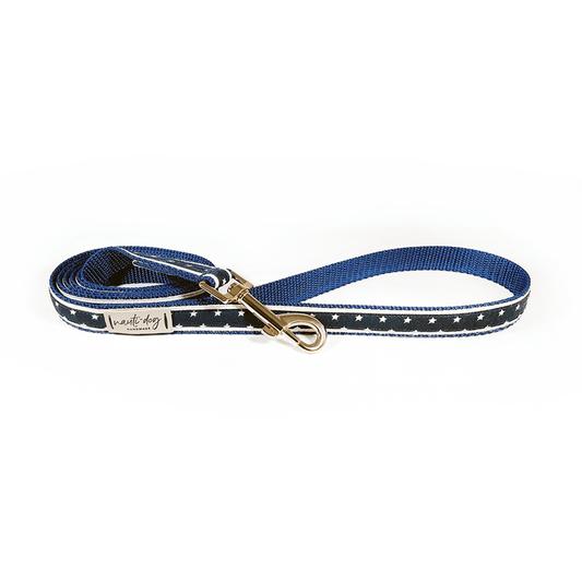 Independence Patriotic American Star Navy Ribbon Dog Leash - My Best Pet Life, LLC