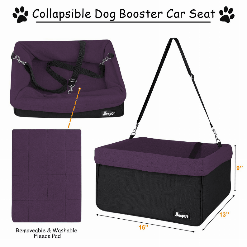 JESPET & GOOPAWS Dog Booster Seats for Cars, Portable Dog Car Seat Travel Carrier with Seat Belt for 24lbs Pets - My Best Pet Life, LLC