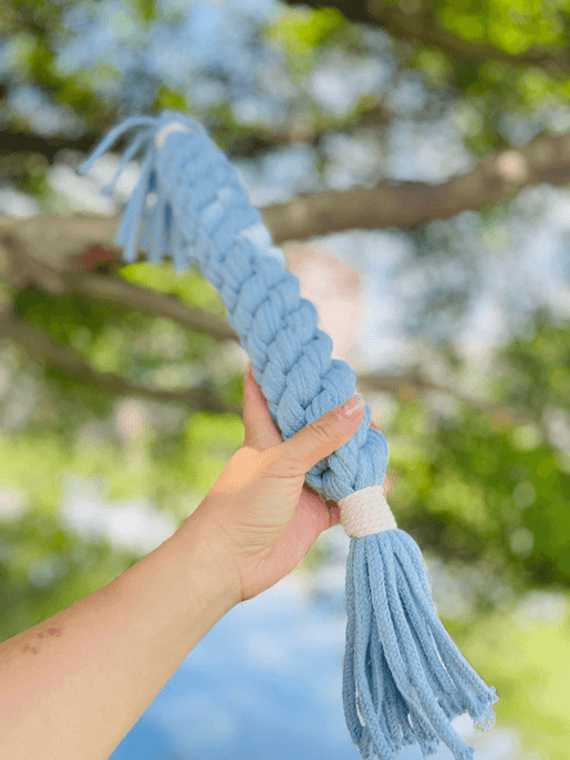 Large Aqua Handmade Macrame Candy Rope for Big Dogs - My Best Pet Life, LLC