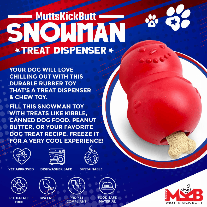 MKB Snowman Durable Rubber Chew Toy & Treat Dispenser - My Best Pet Life, LLC