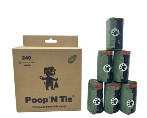 Poop 'N Tie Refill Box - 16 Rolls Of Drawstring Bags - My Best Pet Life, LLC
