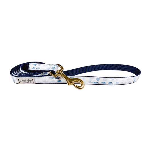 Raindrop Spring Watercolor Blue Herringbone Ribbon Dog Leash - My Best Pet Life, LLC