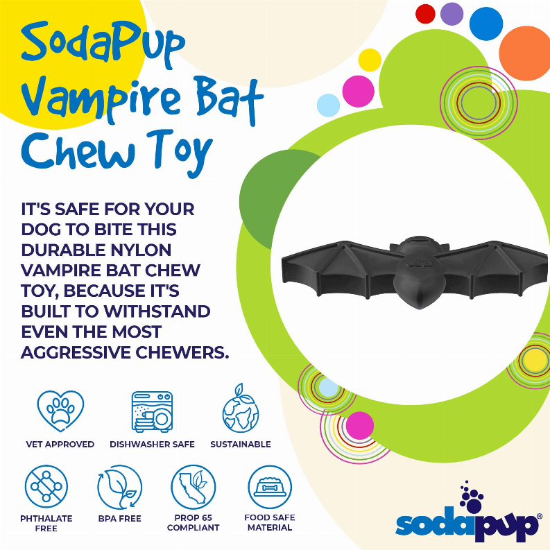 SodaPup Vampire Bat Ultra Durable Nylon Dog Chew Toy for Aggressive Chewers - My Best Pet Life, LLC