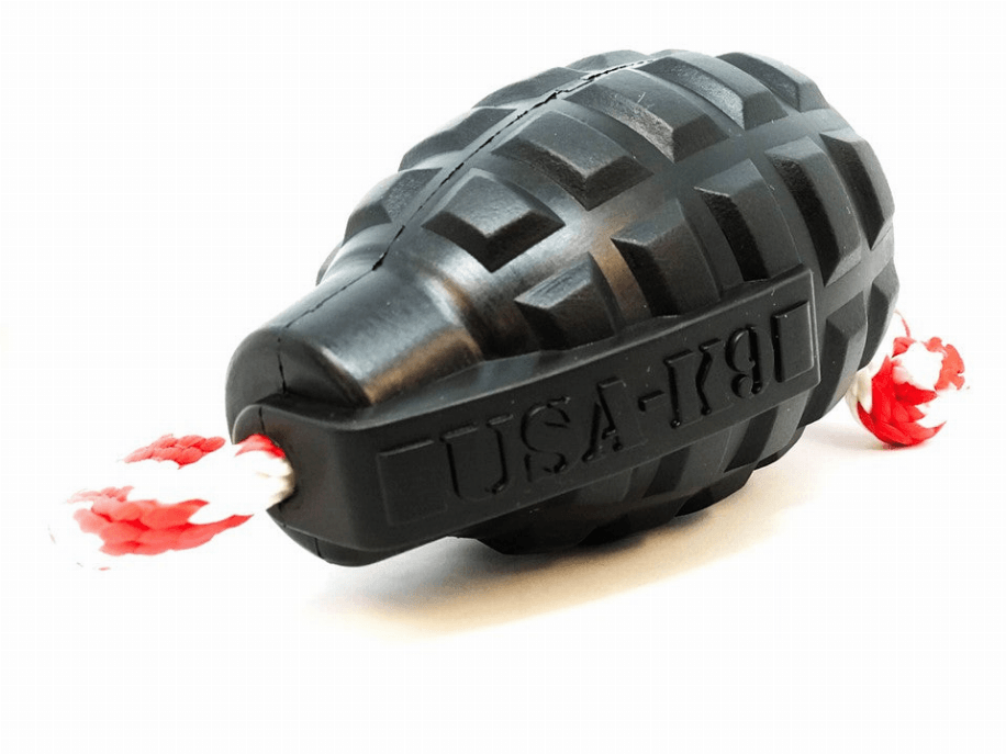 USA-K9 Grenade Durable Rubber Chew Toy, Treat Dispenser, Reward Toy, Tug Toy, and Retrieving Toy - My Best Pet Life, LLC